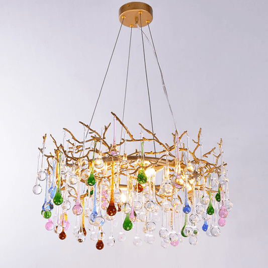 Avis Colorful Crystal Rain Branch Chandelier - Lightings Menu