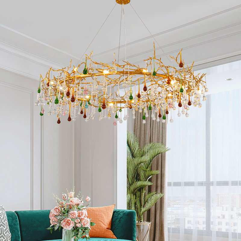 Avis Colorful Crystal Rain Branch Chandelier - Lightings Menu