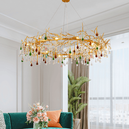 Avis Colorful Crystal Rain Branch Chandelier - Lightings Menu