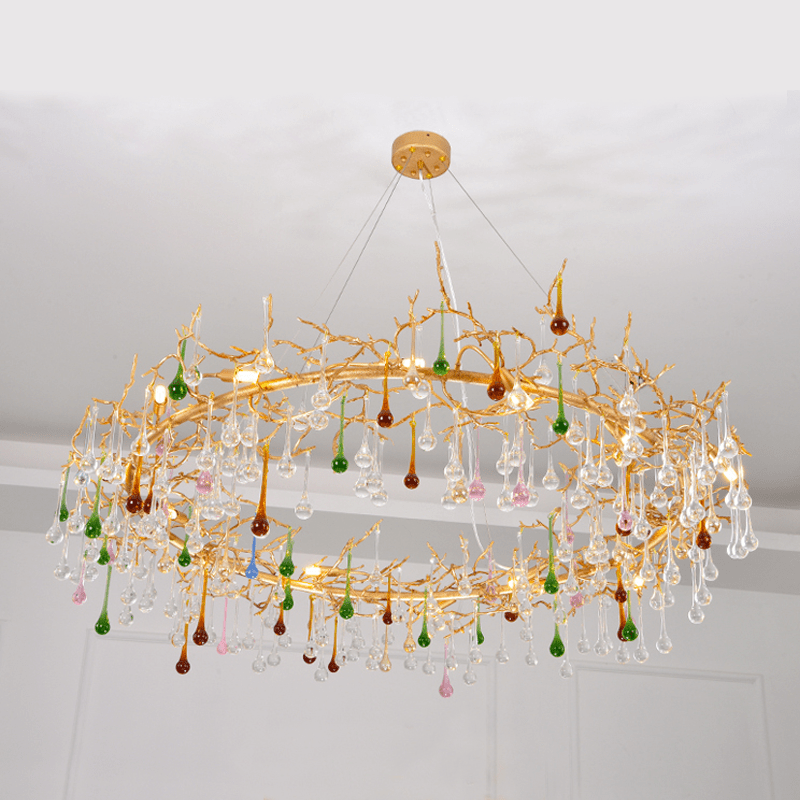 Avis Colorful Crystal Rain Branch Chandelier - Lightings Menu