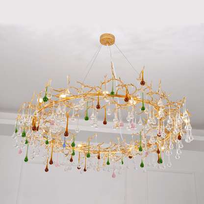 Avis Colorful Crystal Rain Branch Chandelier - Lightings Menu