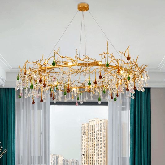 Avis Colorful Crystal Rain Branch Chandelier - Lightings Menu