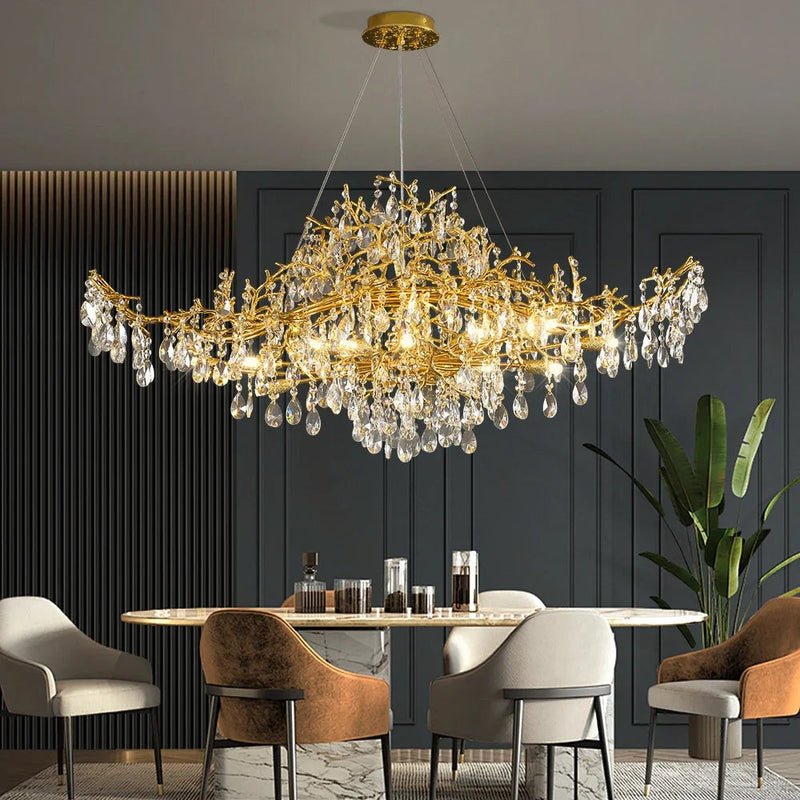 Bessa Modern Large Gold Crystal Branch Chandelier - Lightings Menu
