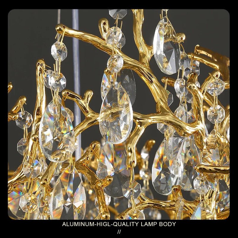 Bessa Modern Large Gold Crystal Branch Chandelier - Lightings Menu