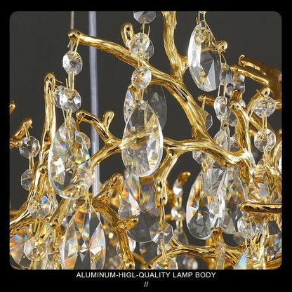 Bessa Modern Large Gold Crystal Branch Chandelier - Lightings Menu