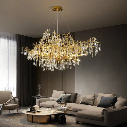 Bessa Modern Large Gold Crystal Branch Chandelier - Lightings Menu