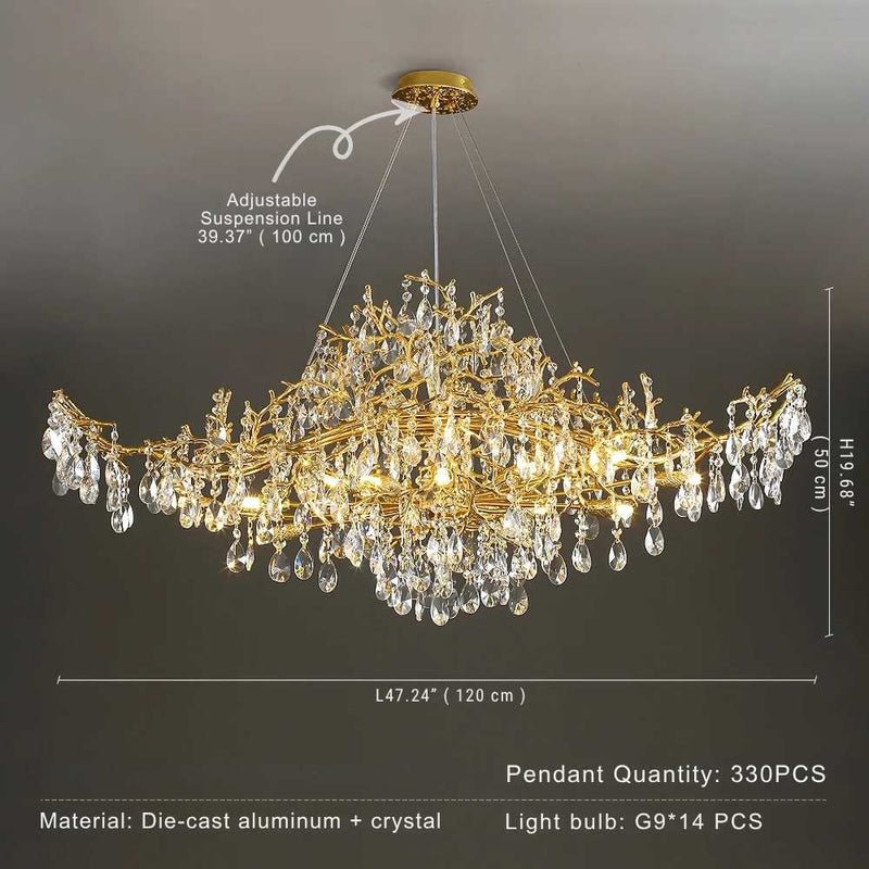 Bessa Modern Large Gold Crystal Branch Chandelier - Lightings Menu