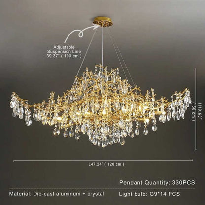 Bessa Modern Large Gold Crystal Branch Chandelier - Lightings Menu
