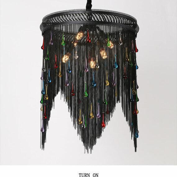 Black Chain Tassel Chandelier - Lightings Menu