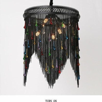 Black Chain Tassel Chandelier - Lightings Menu