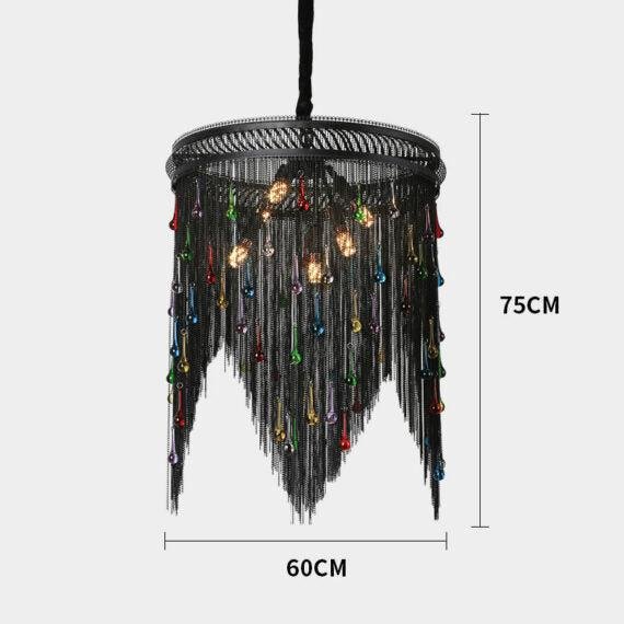 Black Chain Tassel Chandelier - Lightings Menu
