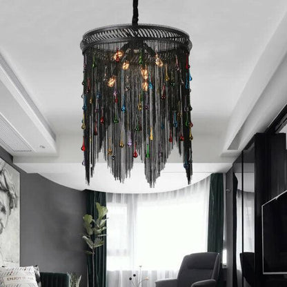 Black Chain Tassel Chandelier - Lightings Menu