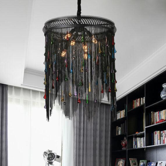 Black Chain Tassel Chandelier - Lightings Menu