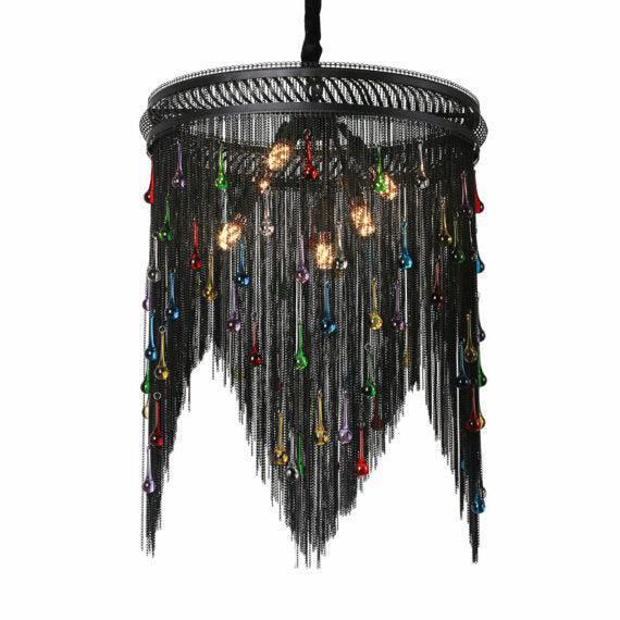 Black Chain Tassel Chandelier - Lightings Menu