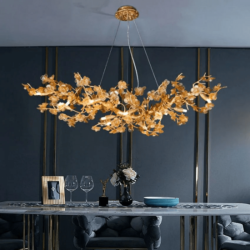 Branch Modern Leaf Linear Chandelier - Lightings Menu