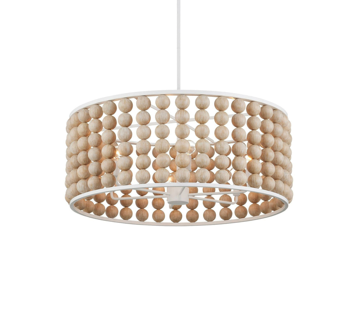 Brookbury Wood Bead Chandelier 32" - Lightings Menu