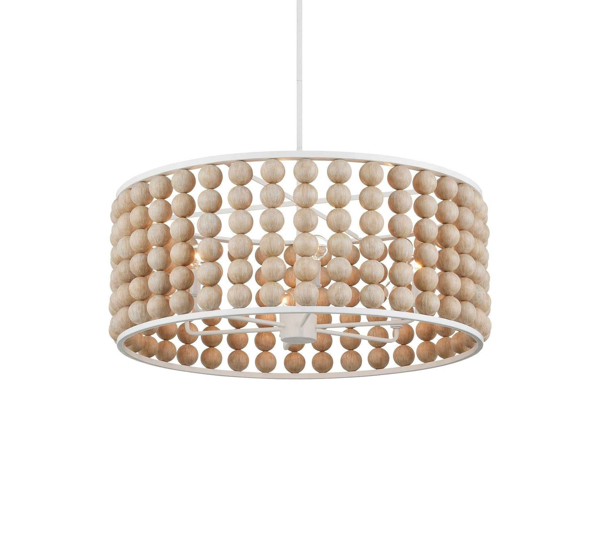 Brookbury Wood Bead Chandelier 32" - Lightings Menu