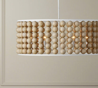 Brookbury Wood Bead Chandelier 32" - Lightings Menu