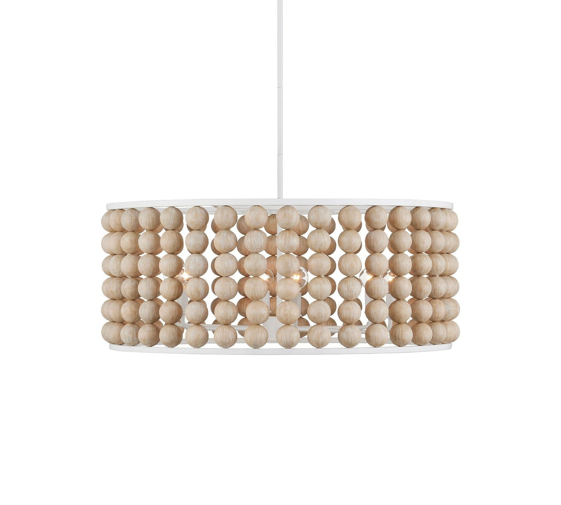 Brookbury Wood Bead Chandelier 32" - Lightings Menu