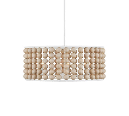 Brookbury Wood Bead Chandelier 32" - Lightings Menu