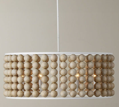 Brookbury Wood Bead Chandelier 32" - Lightings Menu