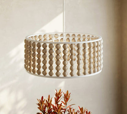Brookbury Wood Bead Chandelier 32" - Lightings Menu