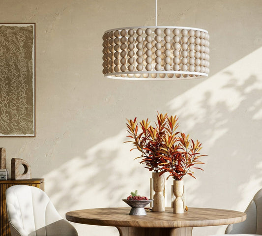 Brookbury Wood Bead Chandelier 32" - Lightings Menu