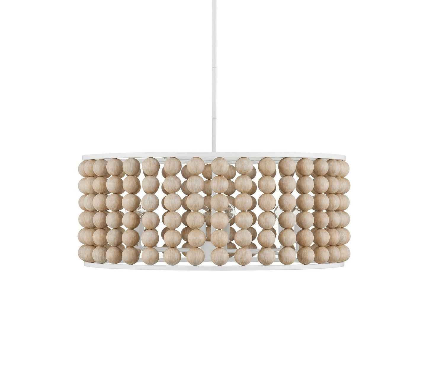 Brookbury Wood Bead Chandelier 32" - Lightings Menu