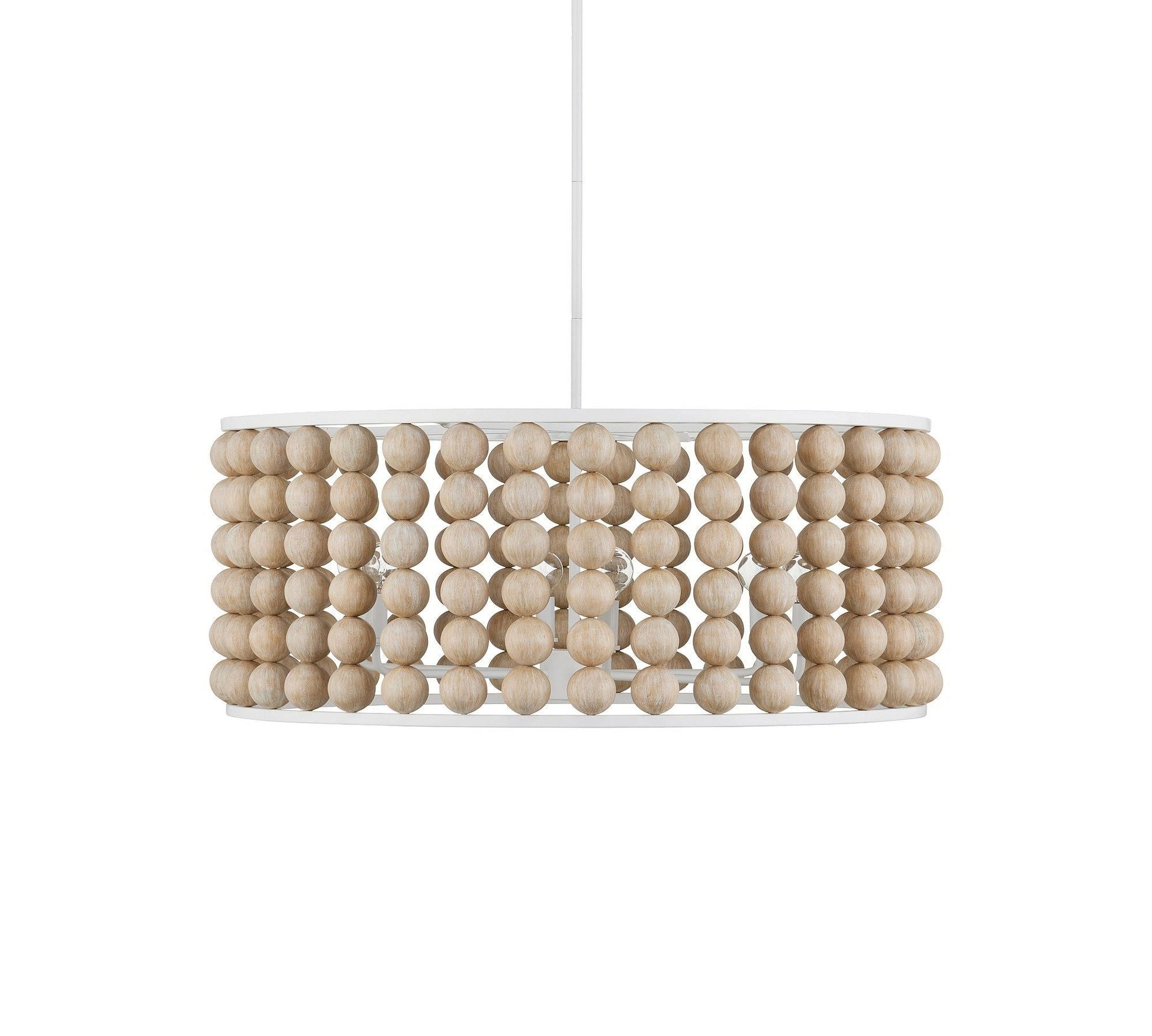 Brookbury Wood Bead Chandelier 32" - Lightings Menu