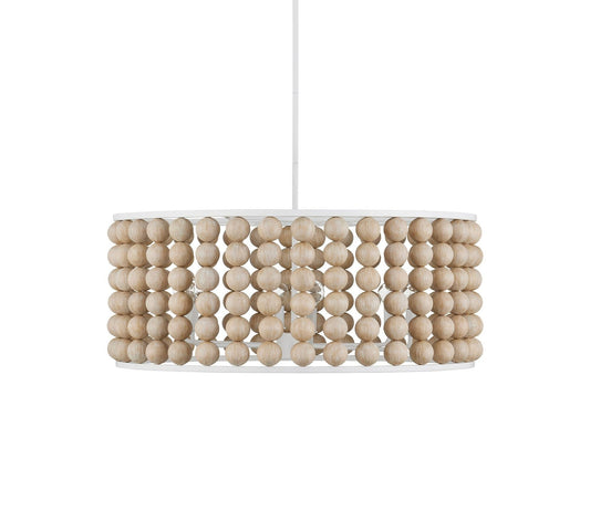 Brookbury Wood Bead Chandelier 32" - Lightings Menu