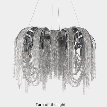 Cadena Aluminum Chain Tassel Chandelier - Lightings Menu