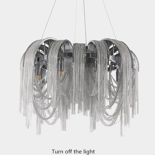 Cadena Aluminum Chain Tassel Chandelier - Lightings Menu