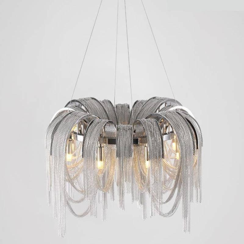 Cadena Aluminum Chain Tassel Chandelier - Lightings Menu