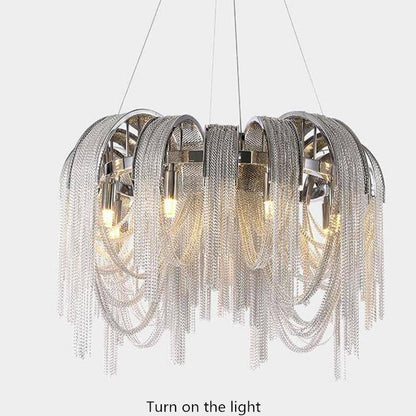 Cadena Aluminum Chain Tassel Chandelier - Lightings Menu