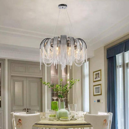 Cadena Aluminum Chain Tassel Chandelier - Lightings Menu