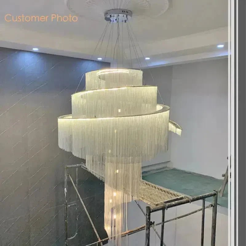 Cadena Chain Tassel Duplex Chandelier - Lightings Menu