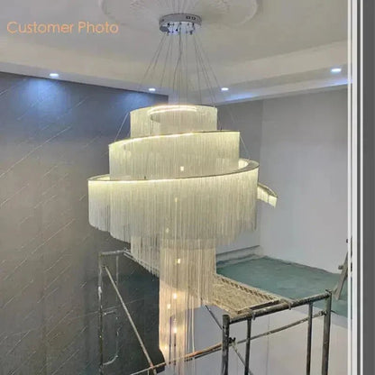 Cadena Chain Tassel Duplex Chandelier - Lightings Menu