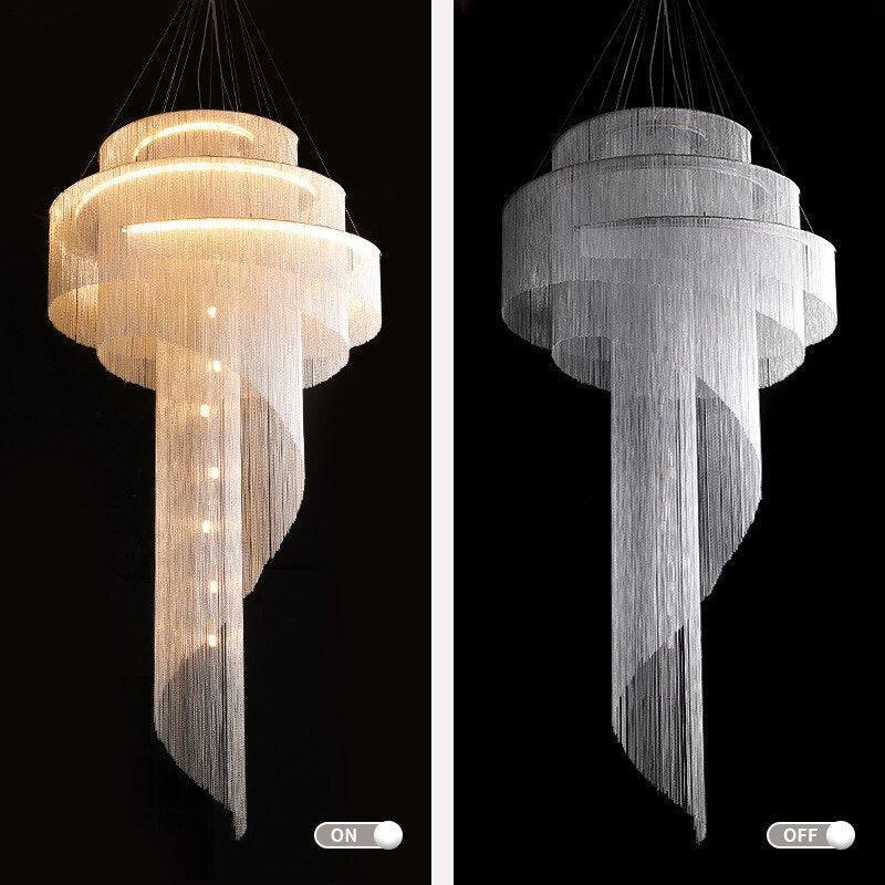 Cadena Chain Tassel Duplex Chandelier - Lightings Menu