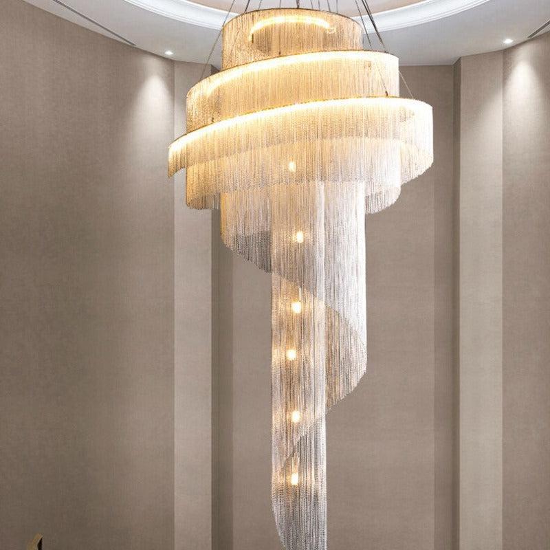 Cadena Chain Tassel Duplex Chandelier - Lightings Menu
