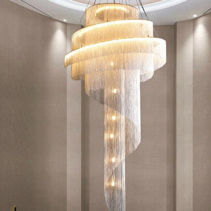 Cadena Chain Tassel Duplex Chandelier - Lightings Menu