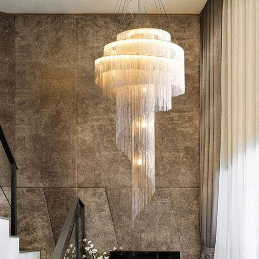 Cadena Chain Tassel Duplex Chandelier - Lightings Menu