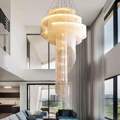 Cadena Chain Tassel Duplex Chandelier - Lightings Menu