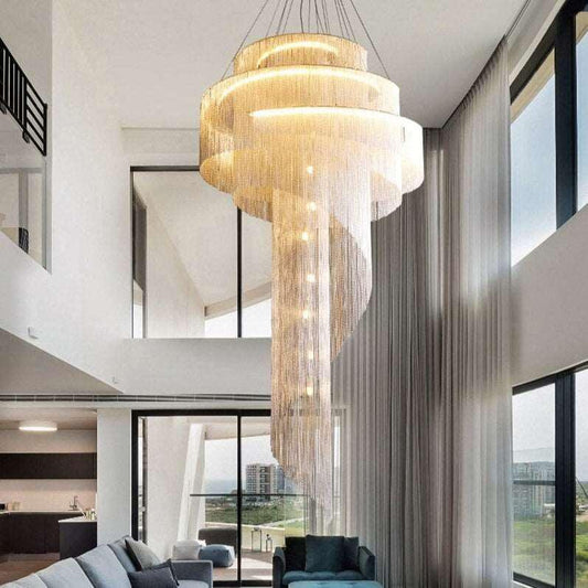 Cadena Chain Tassel Duplex Chandelier - Lightings Menu