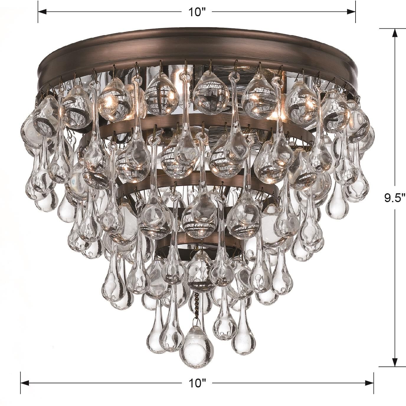 Calypso 10 - Inch 3 - Light Semi Flush Mount Crystal Chandelier - Lightings Menu