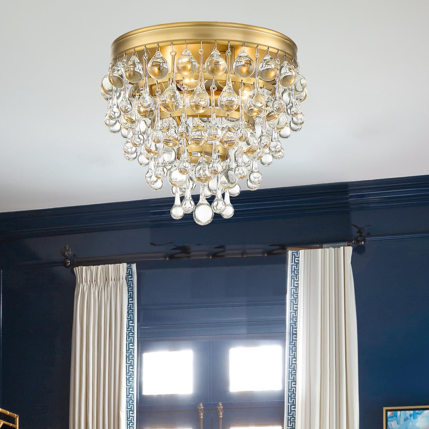 Calypso 10 - Inch 3 - Light Semi Flush Mount Crystal Chandelier - Lightings Menu