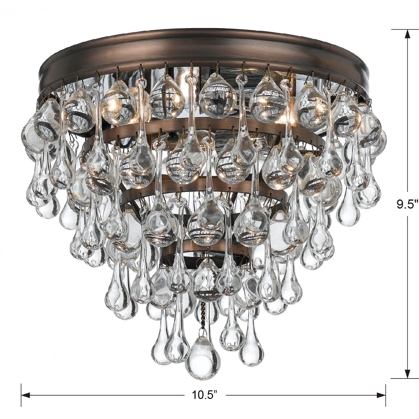 Calypso 10 - Inch 3 - Light Semi Flush Mount Crystal Chandelier - Lightings Menu