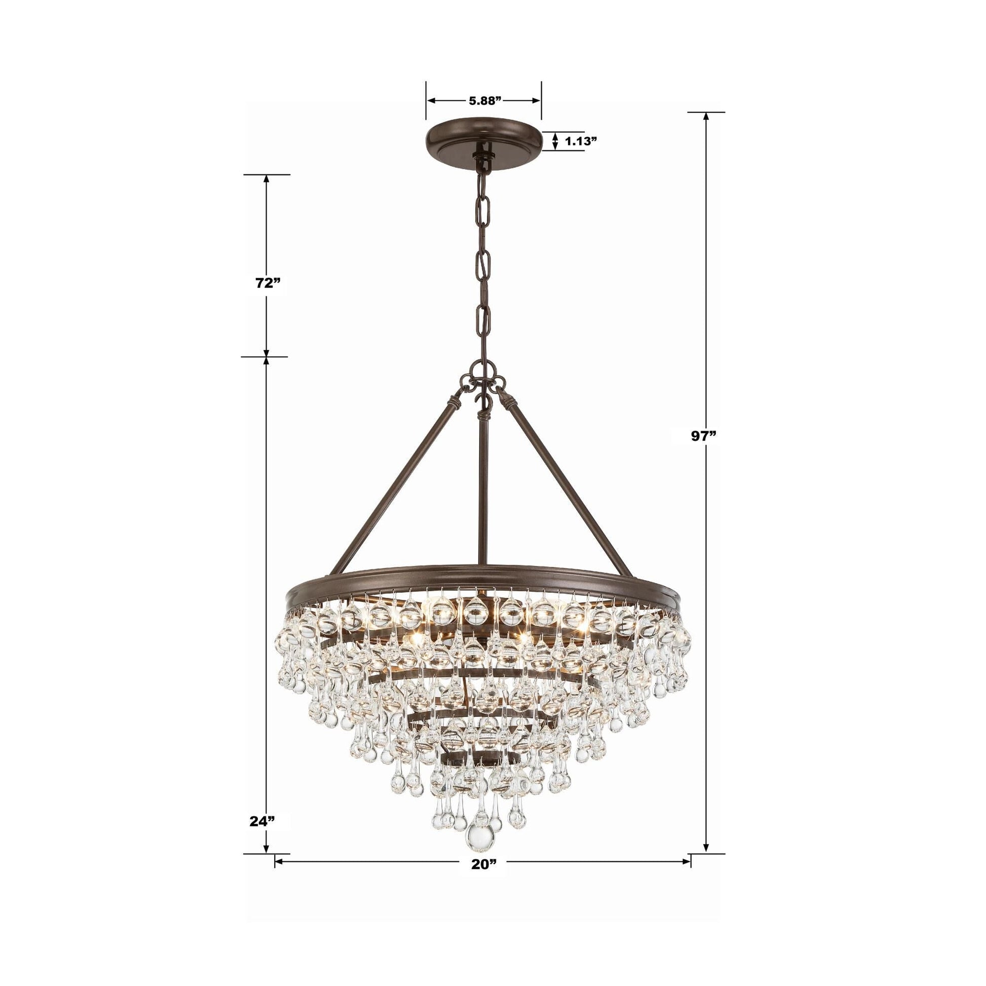 Calypso 20 Inch 6 Light Mini Chandelier - Lightings Menu