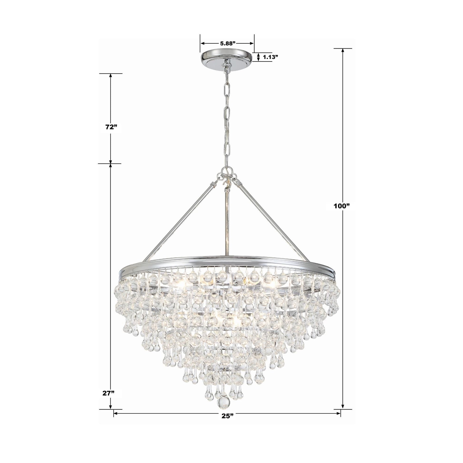 Calypso 8 - Light 25 - Inch Chandelier, Clear Glass Accents - Lightings Menu