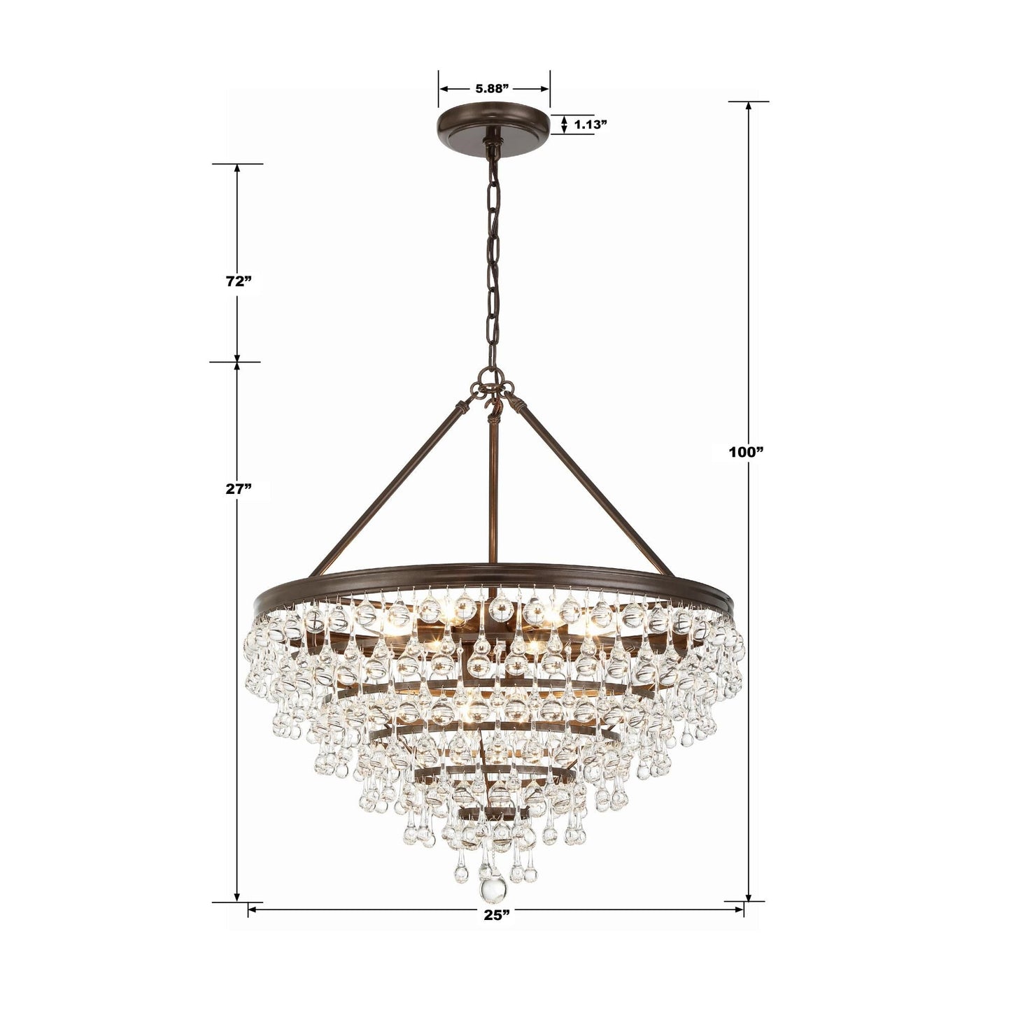 Calypso 8 - Light 25 - Inch Chandelier, Clear Glass Accents - Lightings Menu