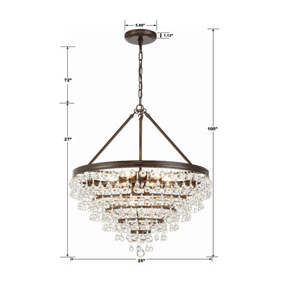 Calypso 8 - Light 25 - Inch Chandelier, Clear Glass Accents - Lightings Menu